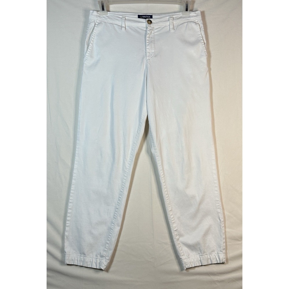 Vintage Nautica Tencel Ankle Trouser White Pants Size 8/29 Y2K Trousers 90s